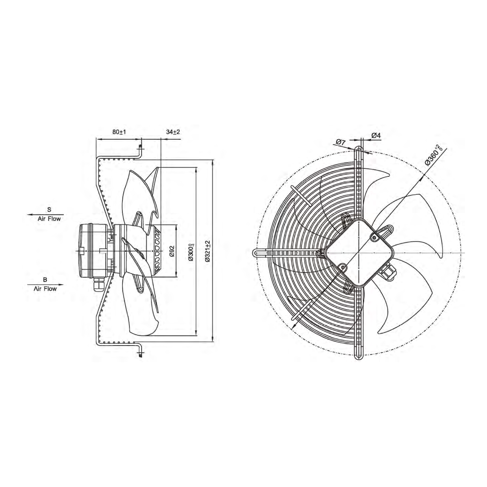 YWF series axial fan motor, diameter 315 mm
