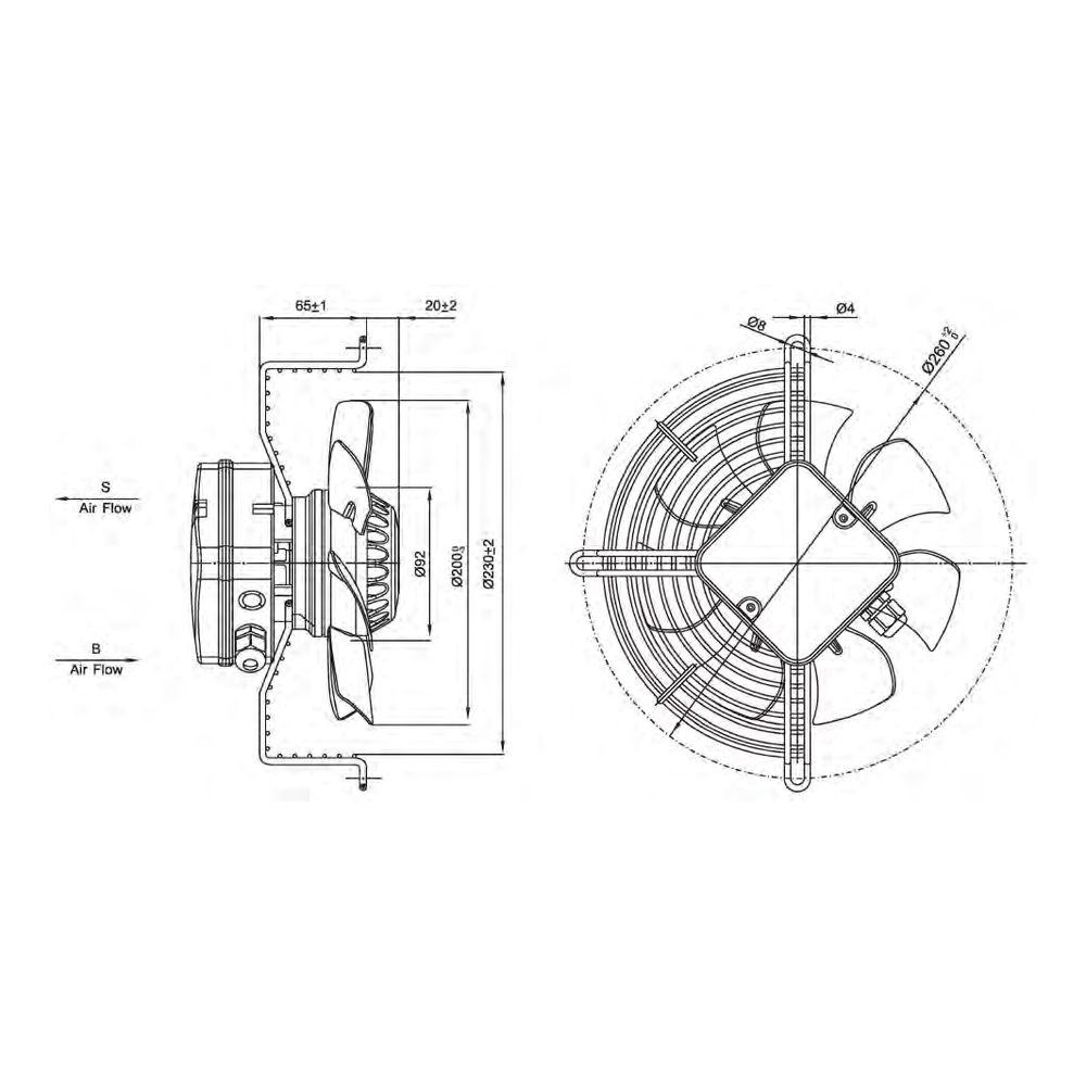 YWF series axial fan motor, diameter 200 mm